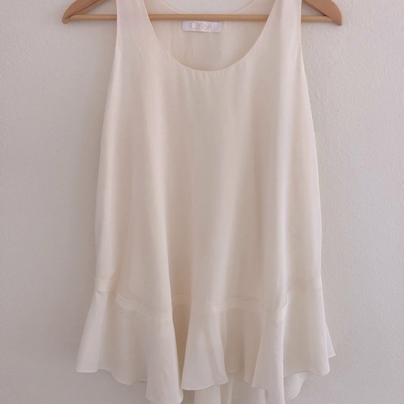 Auth silk Chloe peplum top size FR38 US6 cream - Picture 4 of 4